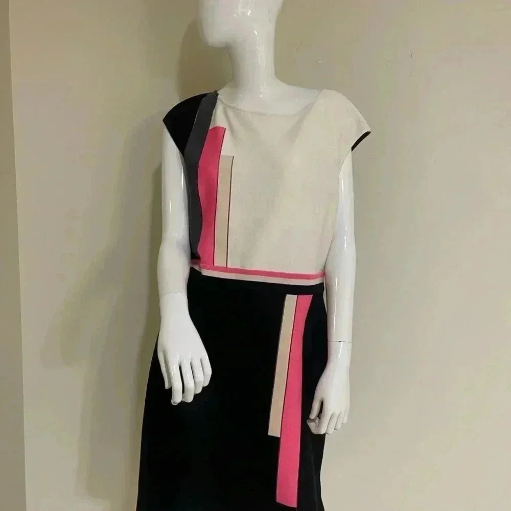ST.John Cavier multi gorgeous dress,new with a tag black, pink & cream stripes - Picture 3 of 16